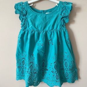 NWOT Peek Kids Toddler Girls 2T Teal Michele Cotton Eyelet Dress